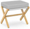 BAMBOOHOMIE Makeup Eitelkeit Hocker, Faltbarer Fußhocker mit Bambus X Beinen, Ottoman Fußstütze Stuhl für Vanity, Moderne Fußhocker klein gepolstert für Wohnzimmer (Natürlich - Grau)
