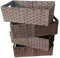 simpa 4PC Paper Rope Dark Brown Multipurpose Storage Basket Organiser Bins with Handles 37 x 19.5 x 12cm