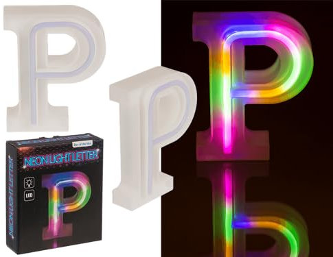 Out of the blue Neon-Leuchtbuchstabe, P, Höhe:16 cm, für 2 Micro-Batterien (AAA), in Geschenkverpackung