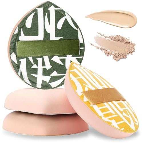 RSYHVG 4 Pcs Korean Makeup Sponge Puff for Foundation Concealer and Powder Teardrop Setting Powder Puff Makeup Cushion Puff Foundation Sponge Blender Sponge for Liquid, Cream, and Powder (Large Size)