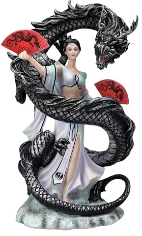 Figuren Shop GmbH Anne Stokes Figur Dragon Dancer - Serie: Dragon Friendship, Drache & Geisha, 26 cm, Statue