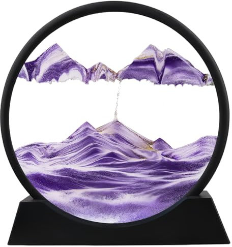 3D Hourglass Deep Sea Sandscape Moving Sand Art Liquid Motion Quicksand Decor Sandscape Flow Painting Cool Office Desk Gadgets Stuff Table Kid Adult Decorative Falling Ocean Fun Calming; 12, Purple