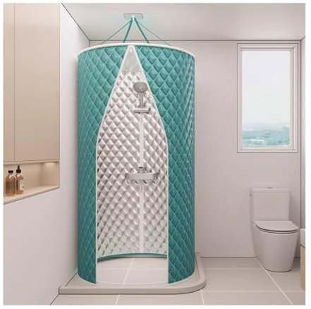 YXLYFDLY Cortina de Ducha Portátil Redonda para Hotel, Mampara de Ducha Exterior para Baño, Cortina de Ducha para Camping con Ganchos(0.9x2m/35x76in)