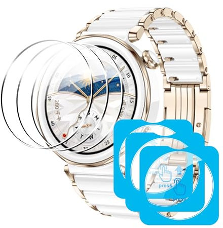 Rojeuinn 3 Piezas Protector de Pantalla para Huawei Watch GT 5 Pro 42mm 2024 Cristal Vidrio Templado, Protector de Pantalla Resistente a rayones 9H HD