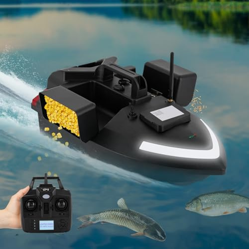 LOYEMAADE 2.4GHz Futterboot Fernbedienung Köderboot 500M GPS LED Nacht RC Futterboot Köderlieferboot Mit 12000mAh Lithium Akku