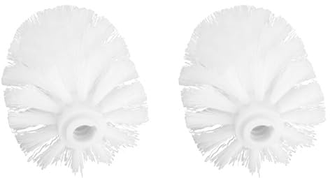 Lot de 2 têtes de brosse WC antibactériennes blanches de rechange à visser sur port fileté de 12 mm avec poils rigides durables pour salle de bain et toilettes