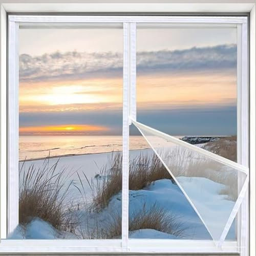 60 x 170 cm (B x H) Fensterisolierungs-Set für den Innenbereich, wasserdichte Winter-Isolierfolie, winddichtes versiegeltes Fenster, sekundäre Glas-Terrassentür, energiesparend, individuell
