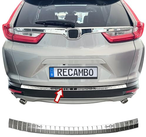 RECAMBO Ladekantenschutz Edelstahl kompatibel für Honda CR-V 5 | Typ RT RW | BJ 2016-2023 - Hochglanz poliert, Chrom Look - Styling und Schutz für die Stoßstange
