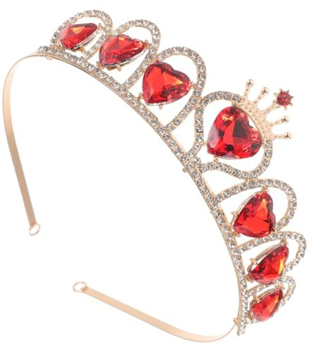 DRESSOOS Herzform Krone Mit Roter Herz Kopfbedeckung Für Braut Hochzeitskronen Haarschmuck Strass-kopfbedeckung Retro Stil Anlass Accessoires