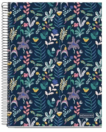 Miquelrius - Cuaderno A4, Cuadrícula 5 mm, Cuaderno tapa dura, Libreta A4 con 120 hojas microperforadas, Libreta A4 con 4 colores para organizar, Papel Extra Opaco 70 g/m², 4 taladros para archivar