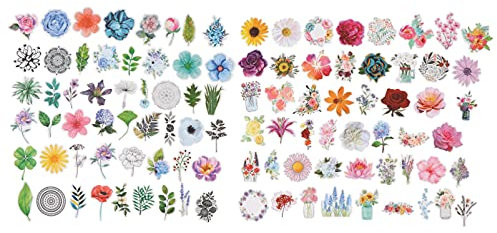 Mikikit 100stücke Aesthetic Blumen Aufkleber wasserdichte Vinyl-dekorationssticker Für Scrapbooking Laptop Auto Gitarre DIY Projekte Bunte Designs