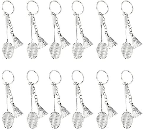 KIMISS 12pcs Keychain, 12pcs Metal Sports Cute Badminton Racket Keychain, Keyrings, Keyrings & Keychains Modisch für Liebhaber Anhängergeschenkschlüsselkettenring, Geldbeutel Kleidung