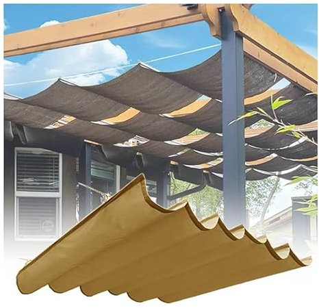PFCDZDU Rétractable Toile D'ombrage Ondulée Personnalisée, Remplacement Imperméable Voile D'auvent, Corde Coulissante Auvent pour Pergola Patio Terrasse Extérieur