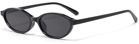 JCTAIFOO Ovale Retro Sonnenbrille für Damen Herren, Vintage Stil Cateye Sonnenbrille, UV400 Brille (Schwarz/Grau)