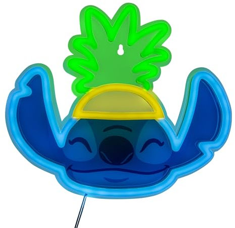 Paladone Lilo & Stitch Pineapple LED Neon Wandleuchte, offiziell lizenzierte Disney Lampe mit Netzkabel für Zuhause, Schlafzimmer, Wohnbereich, Geschenk für Filmfans
