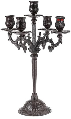 Candle Holder - 5 Arms Cast Iron Candlestick Holders Vintage Large Candelabra, Heavy Duty 5-Arms Cast Iron Candelabras Antique Taper Candle Stand