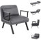 CROWNSHOP 3-in-1 Folding Single Sofa bed Adjustable Chair Bed with Back Upholstered Seat Single Flip Chair Leisure Floor Sofas for Small Space Apartments Dark Gray