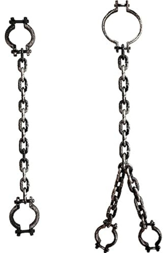 Xweptuy 2 Pcs Halloween Chains Plastic Fake Handcuffs with Body Headgear Shackles Chain Realistic Neck Wrist Shackles with Toy Handcuffs for Costume Party Haunted Dress Up Props #·