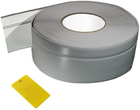 Jyvex 14M Winkelprofil PVC Selbstklebend 50x20mm Grau | weichsockelleiste wandabschlussleiste für küche arbeitsplatte fußboden kanten zuschneidbar