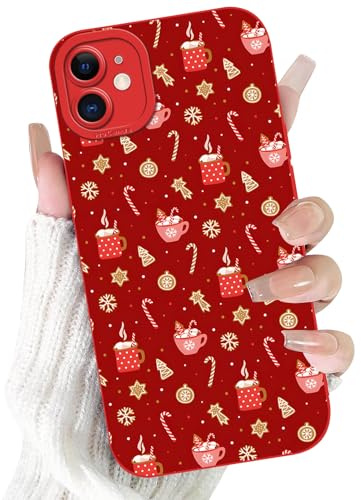 Vxinvnoi Weihnachten Handyhülle für iPhone 11, Rot Silikon Hülle mit Mode Christmas Lebkuchenmann Muster Schutzhülle, Weich Ultra Dünn Stoßfest Bumper Case Handytasche für iPhone 11 6,1, 04