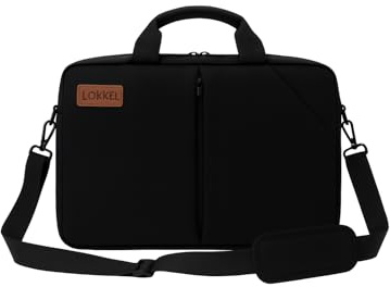 LOkkel ökologisch Laptop Tasche 15,6 Zoll (Schwarz) – Notebook Tasche wasserdicht & stoßfest aus recycelten Materialien, Business Laptoptasche für Damen & Herren, Büro, Uni & Reisen