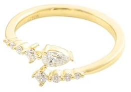Goldring 375 Damen, Hochzeitsringe Weiß Moissanit Geometrisch Trauringe 9K Gelbgold Größe 53 (16.9)