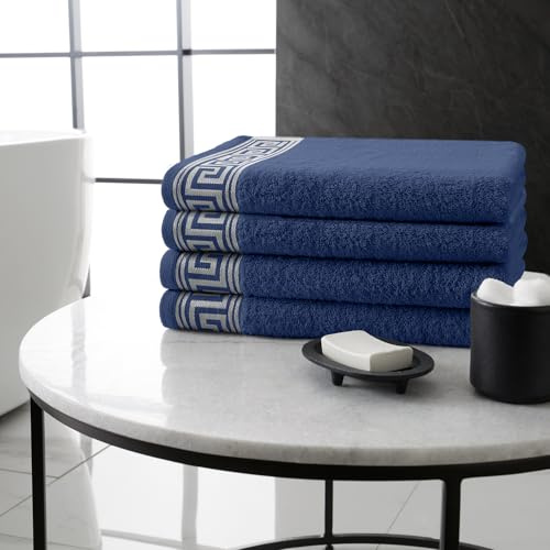 GC GAVENO CAVAILIA Luxury Bath Towels 4 Piece - Ultra Soft, Fluffy 100% Egyptian Cotton Towel Set - Quick Dry & Highly Water Absorbent Bathroom Towels - 500 GSM Large Towel (70x120 cm) - Navy