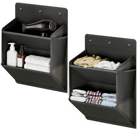 QUMENEY 2 unidades organizador de zapatos para autocaravanas con cinta adhesiva para colgar sobre la puerta, zapatero plegable para colgar, bolsillos grandes y profundos, armario estrecho, organizador