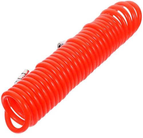 Pu Federrohr für Luftkompressoren mit Anschlussstück 10x6, 5 Orange | Teleskop und Spiralausführung, Kupferverstärkt, Leicht und Knickarm, für Gartenbewässerung und Werkstatt