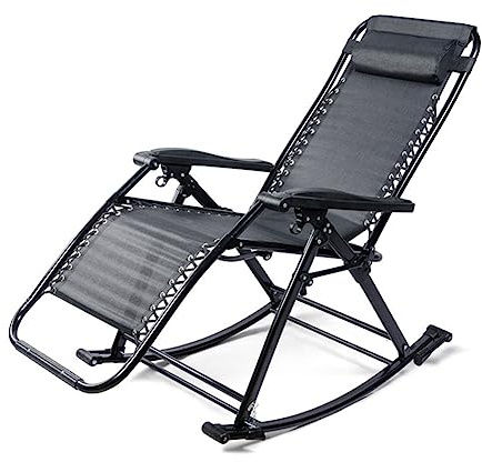 Klappbarer Loungesessel – verstellbarer Schaukelstuhl für Außen-/Innenbereich, Terrasse, Garten und Pool, Stahl, bequeme Sitzgelegenheit (Farbe: A)