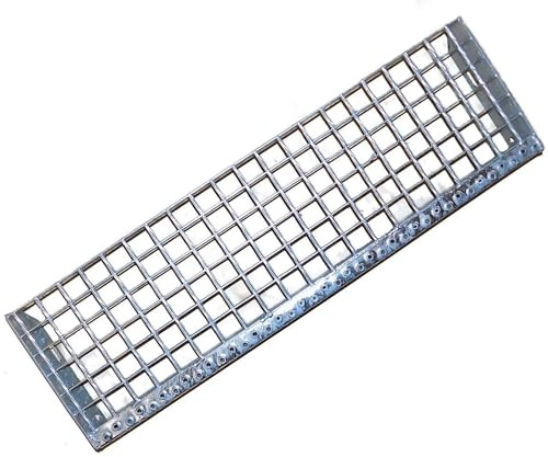 SRM Design Gitterroststufe Metallstufe Stahltreppenstufe Treppenstufe aus Stahl verzinkt 80 cm Breite x 27 cm Tiefe