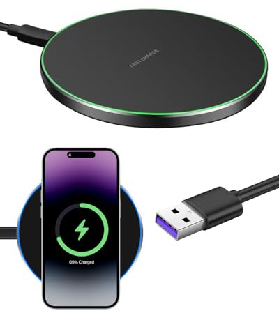 35W Wireless Charge Induktionsladegerät, Kabellose Ladestation | qi Ladepad für iPhone 12-17, für Samsung Galaxy S21 S22 S23 S24 S25, LED Anzeige, Aluminium