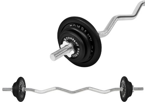 Bad Company Hantelset I Hantelscheiben aus Gusseisen (2 x 1,25 kg, 2 x 2,5 kg und 2 x 5 kg) inkl. SZ-Curlstange 30/31 mm I Komplett-Set 24 kg