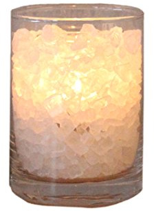 HIMALAYA SALT DREAMS - Salz-Kristall Polar Feuer im Glas, klein, Ø ca. 8 cm und Höhe ca. 11 cm, inklusive weißer Palmwachs Kerze aus Punjab / Pakistan