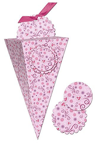 5 Geschenkboxen Chiara 300 g/qm rosa mit Herzen