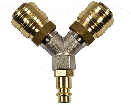 Druckluft Verteiler Luftverteiler Luftweiche 2-fach mit Kupplungen 1/4