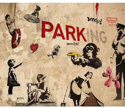 Fototapete murando 350x256 cm Vlies Tapeten Wandtapete XXL Moderne Wanddeko Design Wand Dekoration Wohnzimmer Schlafzimmer Büro Flur Banksy Graffiti Mural i-A-0107-a-d