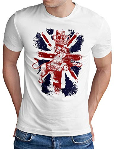 OM3® Great Britain Lion T-Shirt - Herren - British Union Jack Vintage Flag - S - 4XL