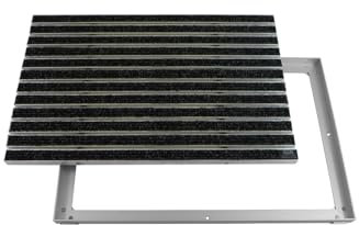 EMCO Eingangsmatte DIPLOMAT Rips anthrazit 12mm + ALU Rahmen Schmutzfangmatte Fußabtreter Antirutschmatte, Größe:750 x 500 mm