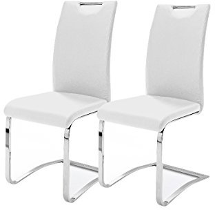 Robas Lund, Stuhl, Esszimmerstuhl, Schwingstuhl Köln, 2er Set, Weiß, 57 x 43 x 100 cm