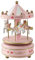 HorBous Merry-GO-Round Karussell Hölzerne Uhrwerk Spieluhr Geschenk Dekoration mit Musik von Schloss in den Himmel 6 Farben (Rosa)