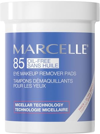 Marcelle Oil-Free Eye Make-Up Remover Pads, Sensitive Eyes, Long-Wearing Makeup Removal, Micellar Technology, Hypoallergenic, Fragrance-Free, Paraben-Free, Alcohol-Free, Cruelty-Free, 85 Pads