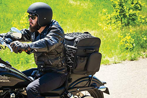Kuryakyn 5285 Momentum Vagabond Motorrad Reisegepäck: wetterfeste Sitz-/Kofferraum-/Gepäckträgertasche mit Sissy Bar Gurten, schwarz