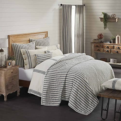 Piper Classics Market Place Graue King-Size-Steppdecke, 100% Baumwolle, Gesteppte Tagesdecke mit grauem Inlett, handgesteppt, Körnungssack, Bettüberwurf für Bauernhaus-Dekoration (241,3 x 266,7 cm)
