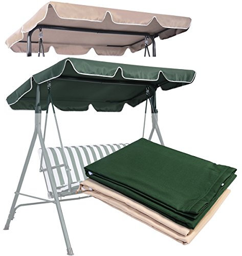 COSTWAY Replacement Canopy for Swing Seat 2 & 3 Seater Sizes Hammock Cover Top Garden Outdoor (114 x 168cm, Green)