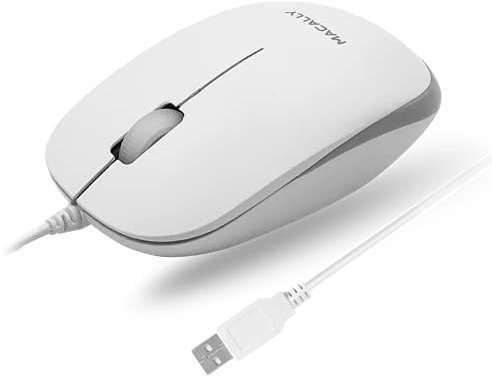 Macally USB Wired Mouse for Mac and Windows - Plug and Play 3 Button Corded Computer Mouse Wired for MacBook Pro/Air, Apple iMac, Laptop, PC Desktop, Notebook, Scroll Wheel Layout with Long Wire Cord