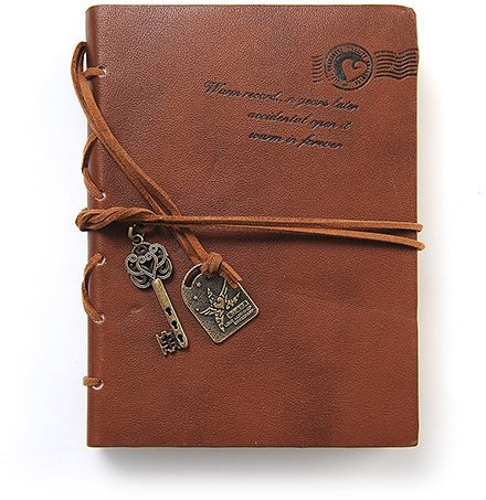 Lsgepavilion Tagebuch / Tagebuch / Agenda, Kunstleder, Vintage-Stil, blanko, mit Schlüssel