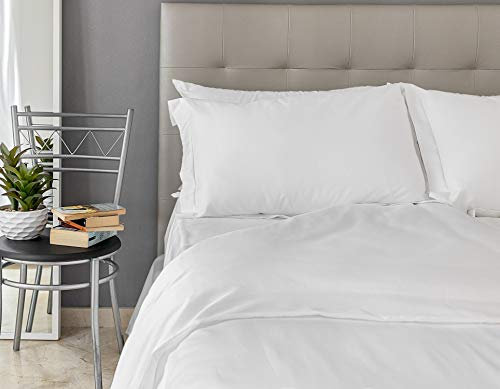 Provence – Spannbettlaken für Doppelbett, ägyptische Baumwolle, Fadenzahl 500, 135 x 200 cm, weiß, Luxus-Bettwäsche, hergestellt in Portugal