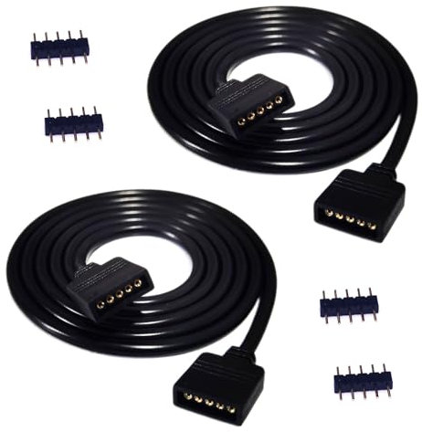2X 5m RGBW LED Streifen Verlängerungskabel 5 polig LED Strip Verbinder Verlängerung LED Stripe Controller Verbindungskabel für RGBW 5050 LED Band Leiste,für Osram Lightify Flex LED Streifen,Schwarz