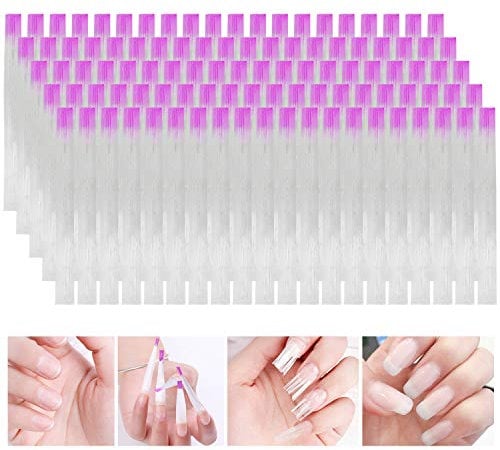 100 Pièces Extension D'ongle en Fibre de Verre,MWOOT Nail Fiberglass Kit Ongles D'extension de Fibre pour Ongles Extension Acrylique Conseils Manucure Salon